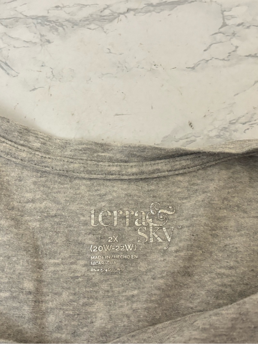 Terra & Sky Short Sleeve Pullover Top Women’s 2X 20W 22W Gray Shirt - Picture 7 of 8